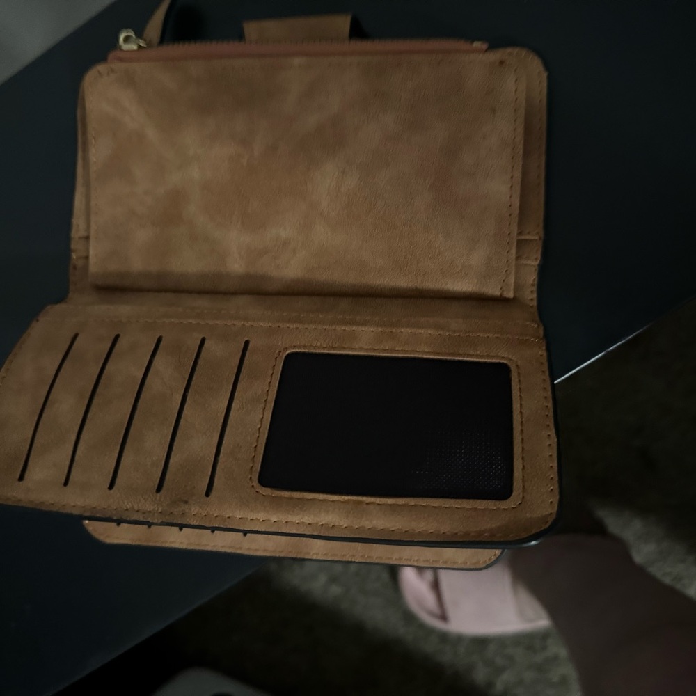 Women's Tan Faux Leather Wallet with Card Slots
